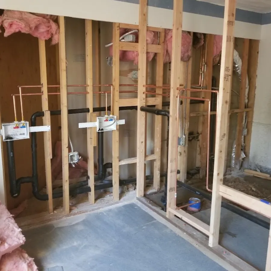 Copper pipe rough-in and plumbing installation in Covington